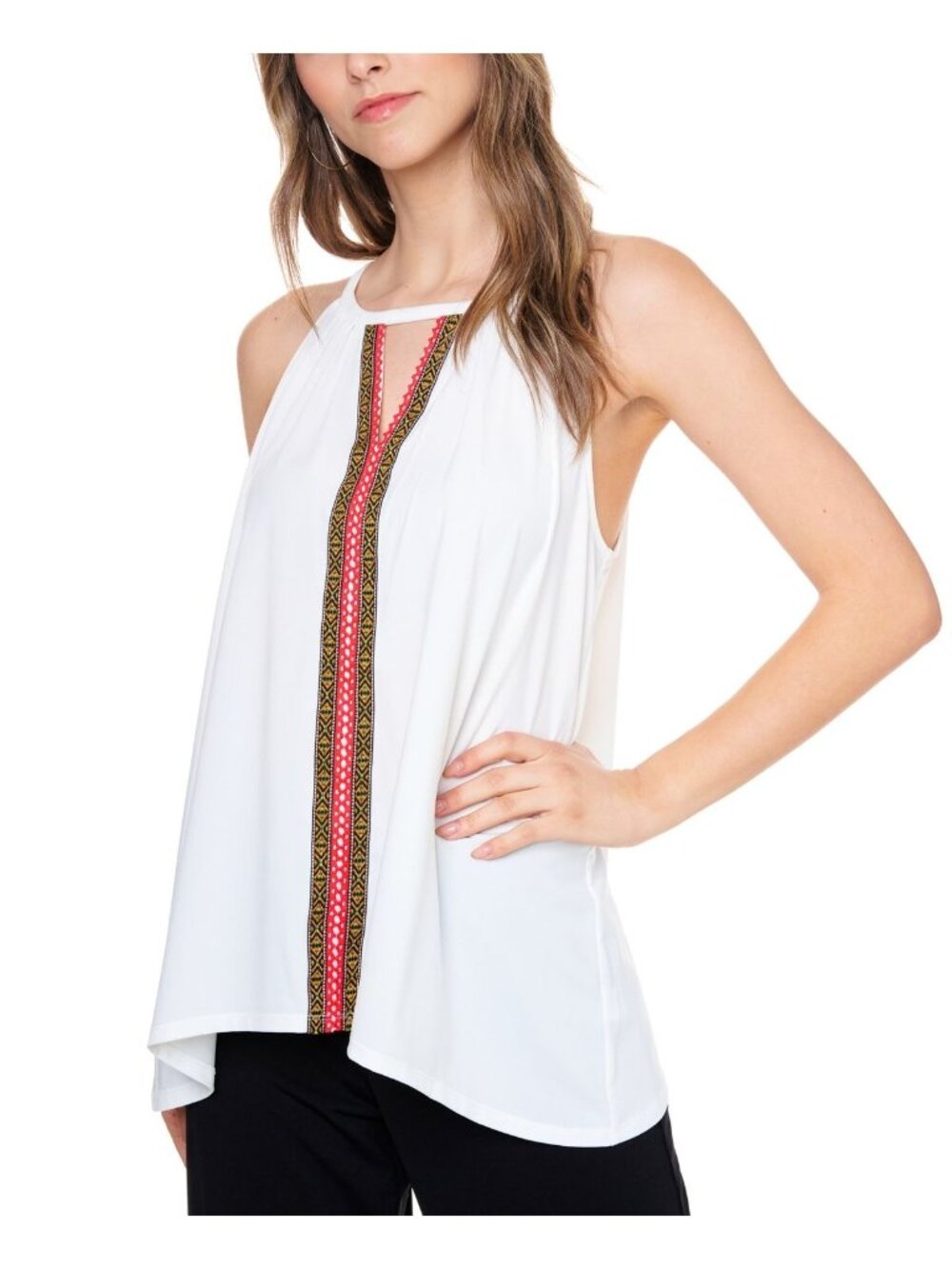 Studio by JPR Womens Sleeveless Halter Cut-Out Tank Top Ivory Size L NWT